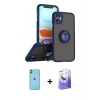 MARSİLYAN™- iPhone 11 Kılıf Yörünge Çizgi - Siyah Bilvis 5in1 5D Magic Hayalet Cam Ekran Koruyucu + Neon Fosforlu Kamera Lens - YL