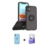 MARSİLYAN™- iPhone 11 Kılıf Yörünge Çizgi - Siyah Bilvis 5in1 5D Magic Hayalet Cam Ekran Koruyucu + Neon Fosforlu Kamera Lens - YL