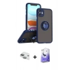 MARSİLYAN™- iPhone 11 Kılıf Yörünge Çizgi - Siyah Bilvis 5in1 5D Magic Hayalet Cam Ekran Koruyucu + Pers Alüminyum Kamera Lens - YL
