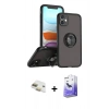 MARSİLYAN™- iPhone 11 Kılıf Yörünge Çizgi - Siyah Bilvis 5in1 5D Magic Hayalet Cam Ekran Koruyucu + Pers Alüminyum Kamera Lens - GD