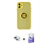 MARSİLYAN™- iPhone 11 Kılıf Yörünge Çizgi - Siyah Bilvis 5in1 5D Magic Hayalet Cam Ekran Koruyucu + Pers Alüminyum Kamera Lens - LT