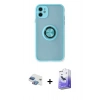 MARSİLYAN™- iPhone 11 Kılıf Yörünge Çizgi - Siyah Bilvis 5in1 5D Magic Hayalet Cam Ekran Koruyucu + Pers Alüminyum Kamera Lens - GI
