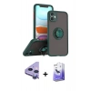 MARSİLYAN™- iPhone 11 Kılıf Yörünge Çizgi - Siyah Bilvis 5in1 5D Magic Hayalet Cam Ekran Koruyucu + Raze Metal Kamera Lens - MR