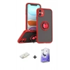 MARSİLYAN™- iPhone 11 Kılıf Yörünge Çizgi - Siyah Bilvis 5in1 5D Magic Hayalet Cam Ekran Koruyucu + Renkli Kamera Lens Koruma Cam - SI