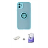 MARSİLYAN™- iPhone 11 Kılıf Yörünge Çizgi - Siyah Bilvis 5in1 5D Magic Hayalet Cam Ekran Koruyucu + Renkli Kamera Lens Koruma Cam - SI