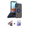 MARSİLYAN™- iPhone 11 Kılıf Yörünge Çizgi - Siyah Bilvis 5in1 5D Magic Hayalet Cam Ekran Koruyucu + Raze Metal Kamera Lens - SH