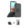 MARSİLYAN™- iPhone 11 Kılıf Yörünge Çizgi - Siyah Bilvis Hayalet Cam Ekran Koruyucu + Kamera Lens Koruma Cam - SF