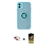 MARSİLYAN™- iPhone 11 Kılıf Yörünge Çizgi - Siyah Buffer Cam Ekran Koruyucu + Pers Alüminyum Kamera Lens - KI