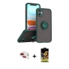 MARSİLYAN™- iPhone 11 Kılıf Yörünge Çizgi - Siyah Buffer Cam Ekran Koruyucu + Pers Alüminyum Kamera Lens - KI