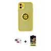 MARSİLYAN™- iPhone 11 Kılıf Yörünge Çizgi - Siyah Buffer Cam Ekran Koruyucu + Pers Alüminyum Kamera Lens - KI