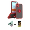 MARSİLYAN™- iPhone 11 Kılıf Yörünge Çizgi - Siyah Buffer Cam Ekran Koruyucu + Raze Metal Kamera Lens - KI