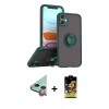 MARSİLYAN™- iPhone 11 Kılıf Yörünge Çizgi - Siyah Buffer Cam Ekran Koruyucu + Raze Metal Kamera Lens - KI