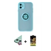MARSİLYAN™- iPhone 11 Kılıf Yörünge Çizgi - Siyah Buffer Cam Ekran Koruyucu + Raze Metal Kamera Lens - KI