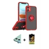 MARSİLYAN™- iPhone 11 Kılıf Yörünge Çizgi - Siyah Buffer Cam Ekran Koruyucu + Raze Metal Kamera Lens - MI