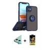 MARSİLYAN™- iPhone 11 Kılıf Yörünge Çizgi - Siyah Buffer Cam Ekran Koruyucu + Raze Metal Kamera Lens - MI
