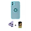 MARSİLYAN™- iPhone 11 Kılıf Yörünge Çizgi - Siyah Buffer Cam Ekran Koruyucu + Raze Metal Kamera Lens - MR