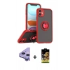 MARSİLYAN™- iPhone 11 Kılıf Yörünge Çizgi - Siyah Buffer Cam Ekran Koruyucu + Raze Metal Kamera Lens - MR