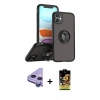 MARSİLYAN™- iPhone 11 Kılıf Yörünge Çizgi - Siyah Buffer Cam Ekran Koruyucu + Raze Metal Kamera Lens - MR