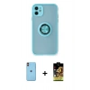 MARSİLYAN™- iPhone 11 Kılıf Yörünge Çizgi - Siyah Buffer Cam Ekran Koruyucu + Neon Fosforlu Kamera Lens - TU