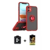 MARSİLYAN™- iPhone 11 Kılıf Yörünge Çizgi - Siyah Buffer Cam Ekran Koruyucu + PVD Metal Kamera Lens - YL