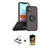 MARSİLYAN™- iPhone 11 Kılıf Yörünge Çizgi - Siyah Buffer Cam Ekran Koruyucu + Raze Metal Kamera Lens - GS
