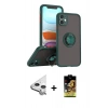 MARSİLYAN™- iPhone 11 Kılıf Yörünge Çizgi - Siyah Buffer Cam Ekran Koruyucu + Raze Metal Kamera Lens - GS