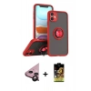 MARSİLYAN™- iPhone 11 Kılıf Yörünge Çizgi - Siyah Buffer Cam Ekran Koruyucu + Raze Metal Kamera Lens - SH
