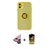 MARSİLYAN™- iPhone 11 Kılıf Yörünge Çizgi - Siyah Buffer Cam Ekran Koruyucu + Raze Metal Kamera Lens - SH