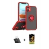 MARSİLYAN™- iPhone 11 Kılıf Yörünge Çizgi - Siyah Buffer Cam Ekran Koruyucu + Şeffaf Kamera Lens Koruma Cam
