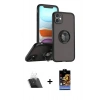 MARSİLYAN™- iPhone 11 Kılıf Yörünge Çizgi - Siyah Buffer Hayalet Cam Ekran Koruyucu + Kamera Lens Koruma Cam - SF