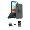 MARSİLYAN™- iPhone 11 Kılıf Yörünge Çizgi - Siyah Buffer Hayalet Cam Ekran Koruyucu + Kamera Lens Koruma Cam - SF
