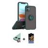MARSİLYAN™- iPhone 11 Kılıf Yörünge Çizgi - Siyah Buffer Hayalet Cam Ekran Koruyucu + Raze Metal Kamera Lens - KI