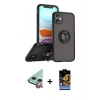 MARSİLYAN™- iPhone 11 Kılıf Yörünge Çizgi - Siyah Buffer Hayalet Cam Ekran Koruyucu + Raze Metal Kamera Lens - KI