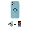 MARSİLYAN™- iPhone 11 Kılıf Yörünge Çizgi - Siyah Buffer Hayalet Cam Ekran Koruyucu + Raze Metal Kamera Lens - KI