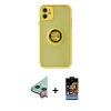 MARSİLYAN™- iPhone 11 Kılıf Yörünge Çizgi - Siyah Buffer Hayalet Cam Ekran Koruyucu + Raze Metal Kamera Lens - KI