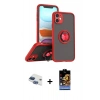MARSİLYAN™- iPhone 11 Kılıf Yörünge Çizgi - Siyah Buffer Hayalet Cam Ekran Koruyucu + Pers Alüminyum Kamera Lens - LT