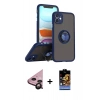 MARSİLYAN™- iPhone 11 Kılıf Yörünge Çizgi - Siyah Buffer Hayalet Cam Ekran Koruyucu + Raze Metal Kamera Lens - SH