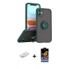 MARSİLYAN™- iPhone 11 Kılıf Yörünge Çizgi - Siyah Buffer Hayalet Cam Ekran Koruyucu + Renkli Kamera Lens Koruma Cam - YL