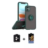 MARSİLYAN™- iPhone 11 Kılıf Yörünge Çizgi - Siyah Buffer Hayalet Cam Ekran Koruyucu + PVD Metal Kamera Lens - TU