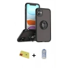 MARSİLYAN™- iPhone 11 Kılıf Yörünge Çizgi - Siyah Joko Magic 5D Cam + Rainbow Kamera Lens Koruma Cam - KI