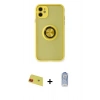MARSİLYAN™- iPhone 11 Kılıf Yörünge Çizgi - Siyah Joko Magic 5D Cam + Rainbow Kamera Lens Koruma Cam - KI