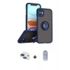 MARSİLYAN™- iPhone 11 Kılıf Yörünge Çizgi - Siyah Joko Magic 5D Cam + Pers Alüminyum Kamera Lens - LT