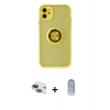 MARSİLYAN™- iPhone 11 Kılıf Yörünge Çizgi - Siyah Joko Magic 5D Cam + Pers Alüminyum Kamera Lens - LT