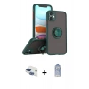 MARSİLYAN™- iPhone 11 Kılıf Yörünge Çizgi - Siyah Joko Magic 5D Cam + Pers Alüminyum Kamera Lens - LT