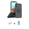 MARSİLYAN™- iPhone 11 Kılıf Yörünge Çizgi - Siyah Joko Magic 5D Cam + Renkli Kamera Lens Koruma Cam - PE
