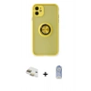 MARSİLYAN™- iPhone 11 Kılıf Yörünge Çizgi - Siyah Joko Magic 5D Cam + Pers Alüminyum Kamera Lens - GD
