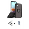 MARSİLYAN™- iPhone 11 Kılıf Yörünge Çizgi - Siyah Joko Magic 5D Cam + Raze Metal Kamera Lens - GS