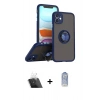 MARSİLYAN™- iPhone 11 Kılıf Yörünge Çizgi - Siyah Joko Magic 5D Cam + Kamera Lens Koruma Cam - SF