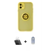 MARSİLYAN™- iPhone 11 Kılıf Yörünge Çizgi - Siyah Joko Magic 5D Cam + Kamera Lens Koruma Cam - SF
