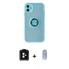 MARSİLYAN™- iPhone 11 Kılıf Yörünge Çizgi - Siyah Joko Magic 5D Cam + PVD Metal Kamera Lens - TU